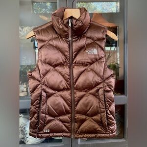 North Face Women's XS Brown Goose Down Puffer Vest 550 - EUC